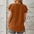 thumbnail image 4 of Wycnly Summer Tops for Women Cute Tops for Women Pleated Ruffle Sleeve Lightweight Loose Fit Tunic Top 2025 Casual Solid T Shirt Ladies Round Neck Short Sleeve Blouses, 4 of 4