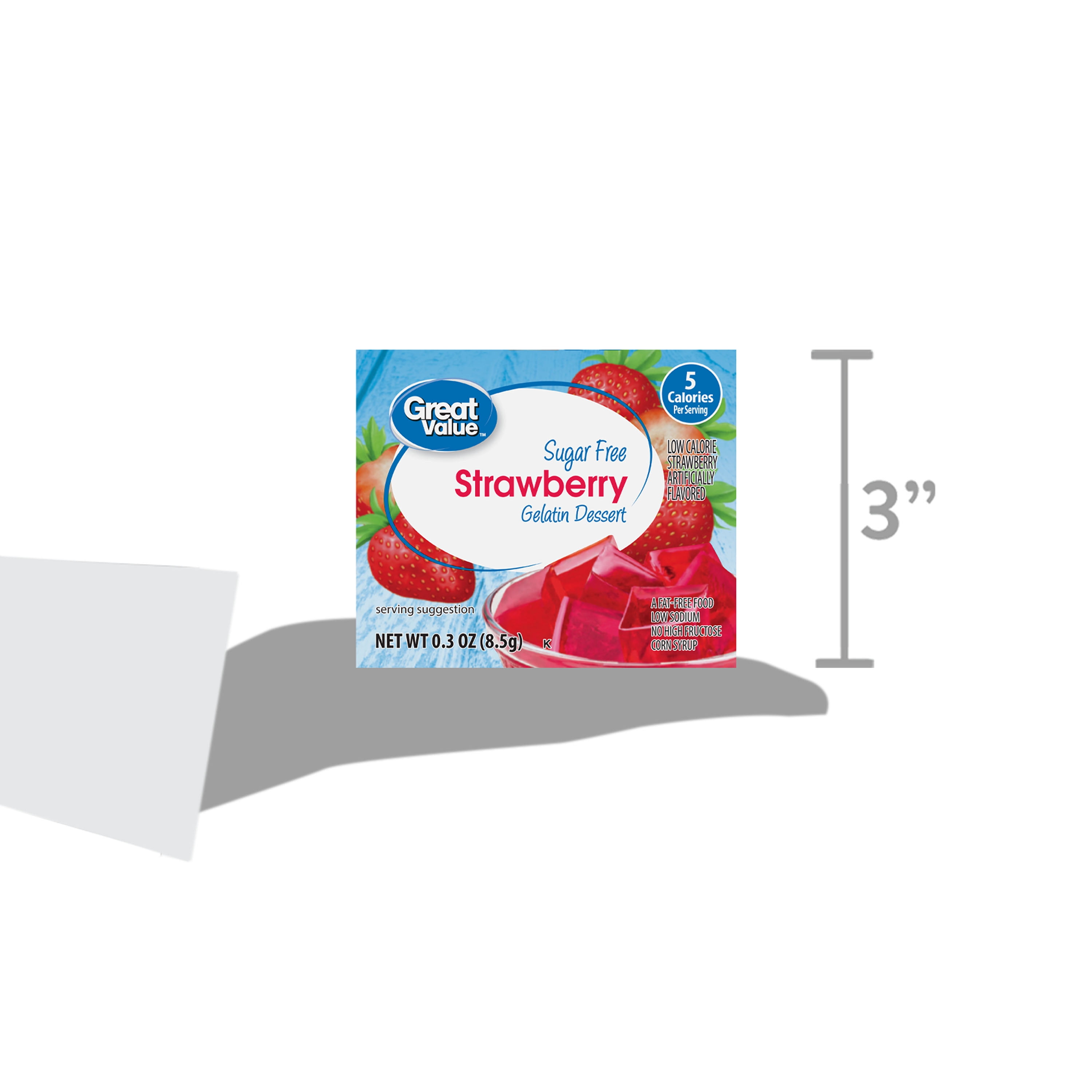 Great Value Sugar Free Strawberry Gelatin Dessert, 0.3 oz