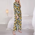 thumbnail image 3 of Balery Cute Cow Print Sunflower A Conjunto de Pijama con Estampado para Mujer, Conjunto de Dos Piezas con Manga Larga, Ropa de Dormir Suave con Bolsillos, Pijamas Cómodos-X-Large, 3 of 7