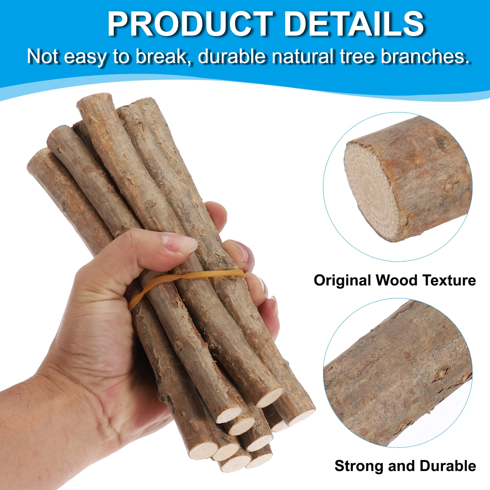 Uxcell 8 Pcs / 20cm Wood Log Sticks, 0.6-1.2inch inch in Diameter Natural Wood Craft Sticks, Dried Wood Sticks Decorative Wood Branch Sticks for DIY Crafts Accessory Photo Props, Brown