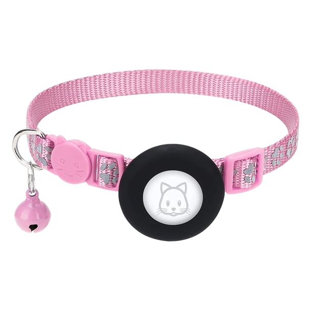 Collar de , para Collar de Air Tag con Hebilla de Seguridad y Campana, Collar de Reflectante en Rosa de 3/8 Pulgadas de