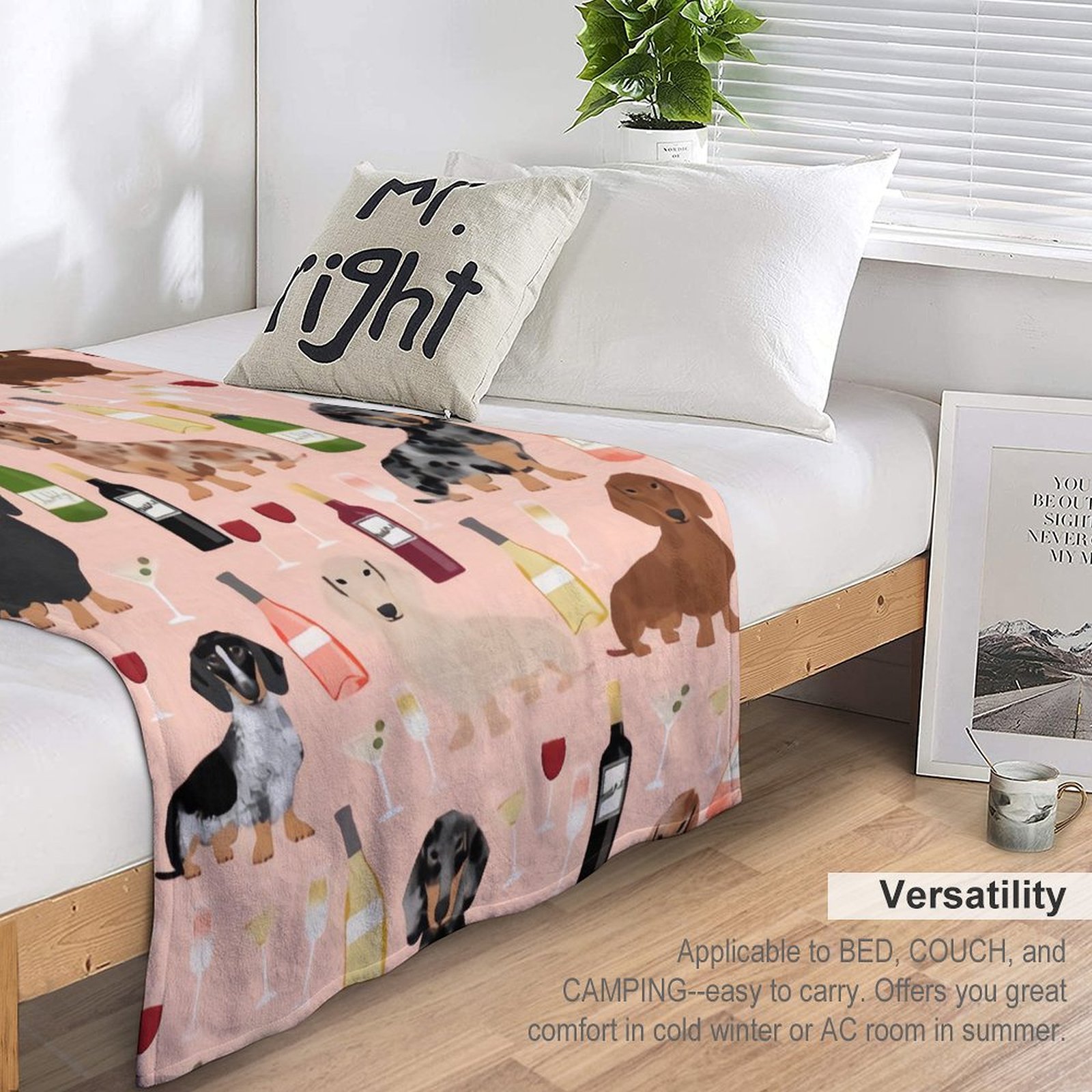 Dachshund Doxie Dachsie Champagne Wine Cocktails Dog Breed The Full Collection of Flannel Blanket Lightweight Cozy Bed Blankets Soft Throw Blanket Fit Couch Sofa for Kids Adults 40"×50"