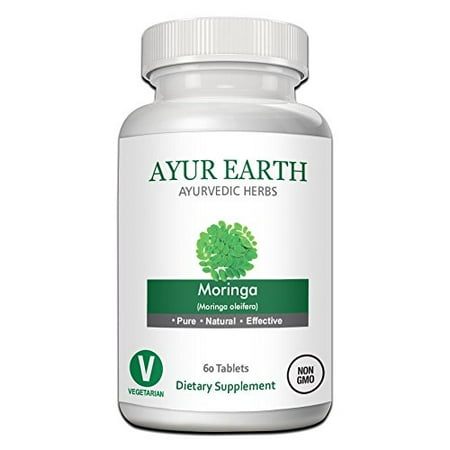 Moringa Green Superfood Pure Moringa Oleifera Powder in Vegetarian Capsules - Ayurvedic Green Superfood with Vitamins, Minerals, & Amino Acids - Anti Aging & Energy Boost Supplement - 500mg 30 Day Supply (60 Moringa Pills) ()