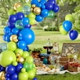 Blue and Green Balloon MMF7 Arch, Dinosaur Balloons Garland Loyal Blue