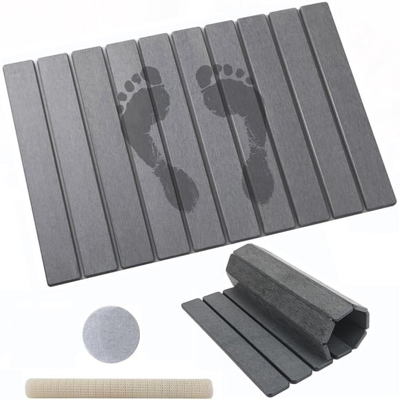 SOZOMO Tapete de Baño de Piedra de Diatomita 60x39 CM,Tapete para Baño,Diseño Plegable,Tapete Ultra Absorbente de Diatomita,Alfombra de Baño Antideslizante