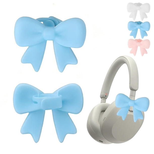 Juego de Accesorios para Audífonos con Lazo de Silicona, Paquete de 2 Lindos Lazos Coquetos para Enganchar en Audífonos, Adornos Decorativos Flexibles y No Dañinos para Auriculares y Diademas.