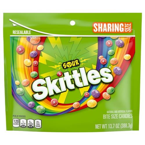 Skittles Sour Chewy Candy, Share Size, 13.7 Oz Bag Packaging May Vary - Pack of 2