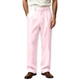 thumbnail image 2 of Fengqque Men's Solid Color Loose Straight-Leg Casual Pleated Dress Pants with Pockets Pink XL, 2 of 8