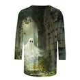 thumbnail image 5 of VKOYWKM Women Tops Halloween 3/4 Sleeve T-Shirts Halloween Graphic Casual Crew Neck Fall Tunic Top, 5 of 6