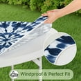 thumbnail image 5 of Blue White Tie Dye Mandala Pattern Round Fitted Tablecloth with Elastic Edge,Dining Table Cover Waterproof,Outdoor Round Tablecloth for Camping,Dining,Indoor and Outdoor, 5 of 7