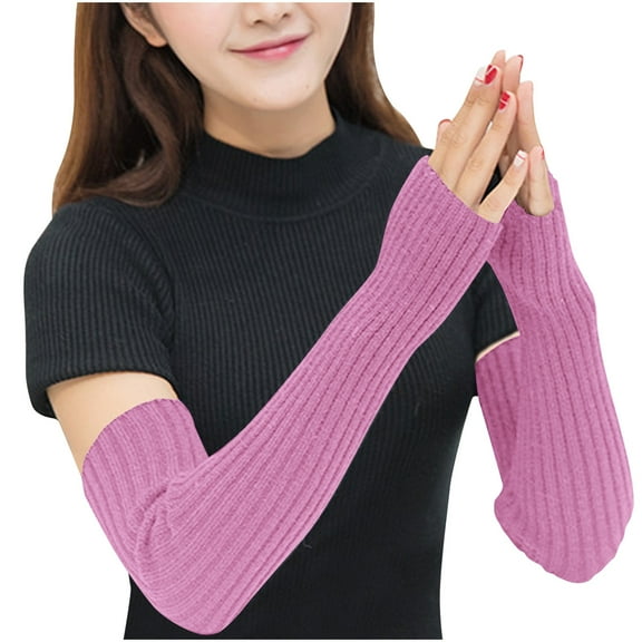 UTSJKR Women Winter Warm Gloves Knitted Wool Gloves Cold-weather Hand Warmers Zipper Pocket Wrist-length Stylish Office Wear Winter Accessories Pink