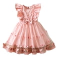 thumbnail image 2 of CUZIBR Girls Stylish Dress Summer Party Gown A-Line Sleeveless Floral Embroidery Graphic Tiered Ruffle Elegant Birthday Wedding Party Gown Tutu Midi Dresses Holiday Sundress,Pink,9-12 Months, 2 of 9