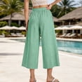 thumbnail image 6 of Admvng Women's Striped Wide Leg Elastic High Waist Pockets Culottes Copped Pants, 6 of 7