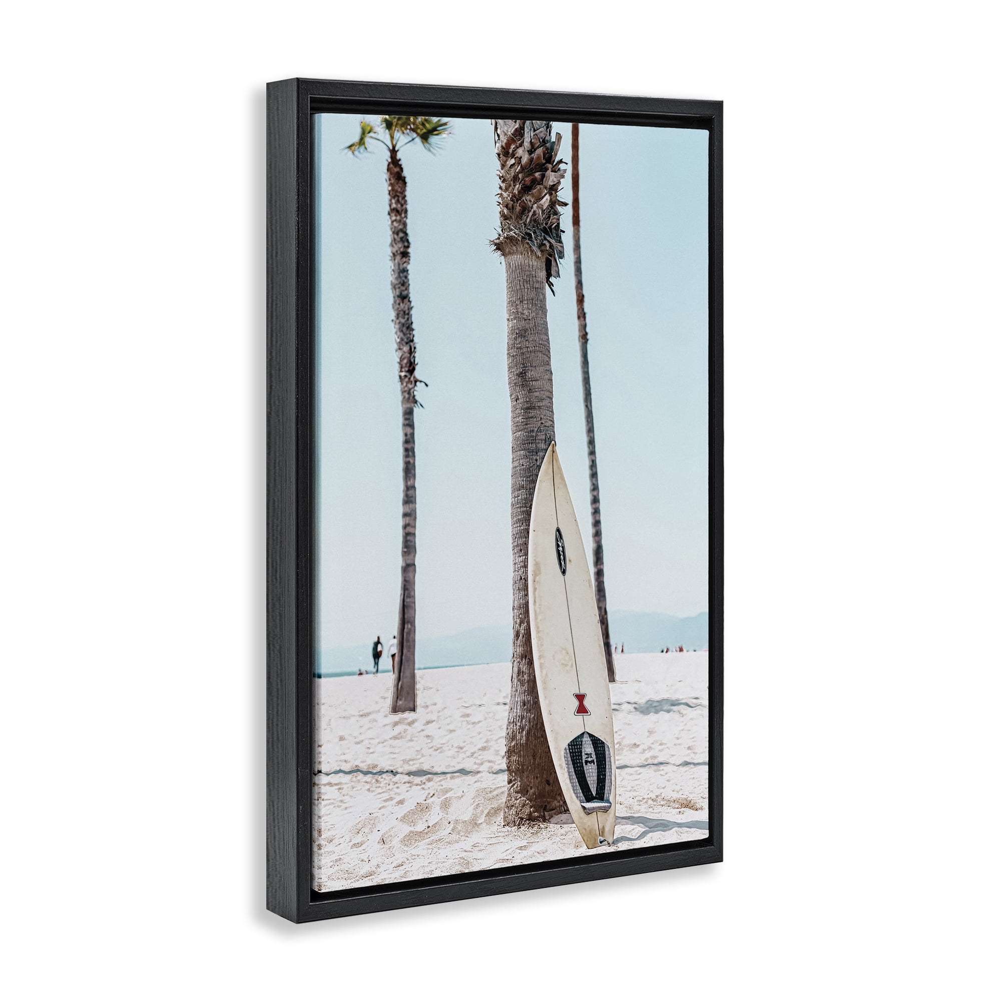 Stupell Industries California Summer Surfboard Nautical & Beach Photography Black Floater Framed Canvas Art Print Wall Art, 21 x 31