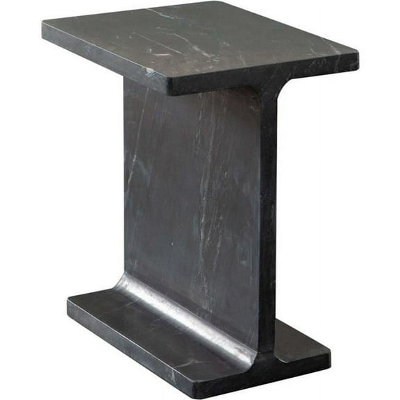 Diamond Sofa IRISATBL Iris I-Beam Accent Table, Genuine Black Marquine Marble