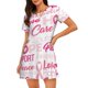 thumbnail image 1 of Balery Breast Cancer Ribbons Awareness Camisón de manga corta con cuello redondo para mujer, cómodo y elegante., 1 of 6