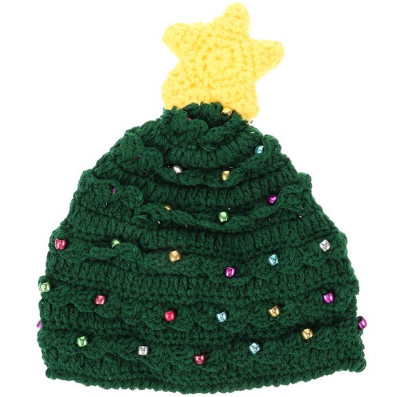 Raindrops Green Christmas Hat Handmade Crochet Christmas Tree Design Premium Fabric