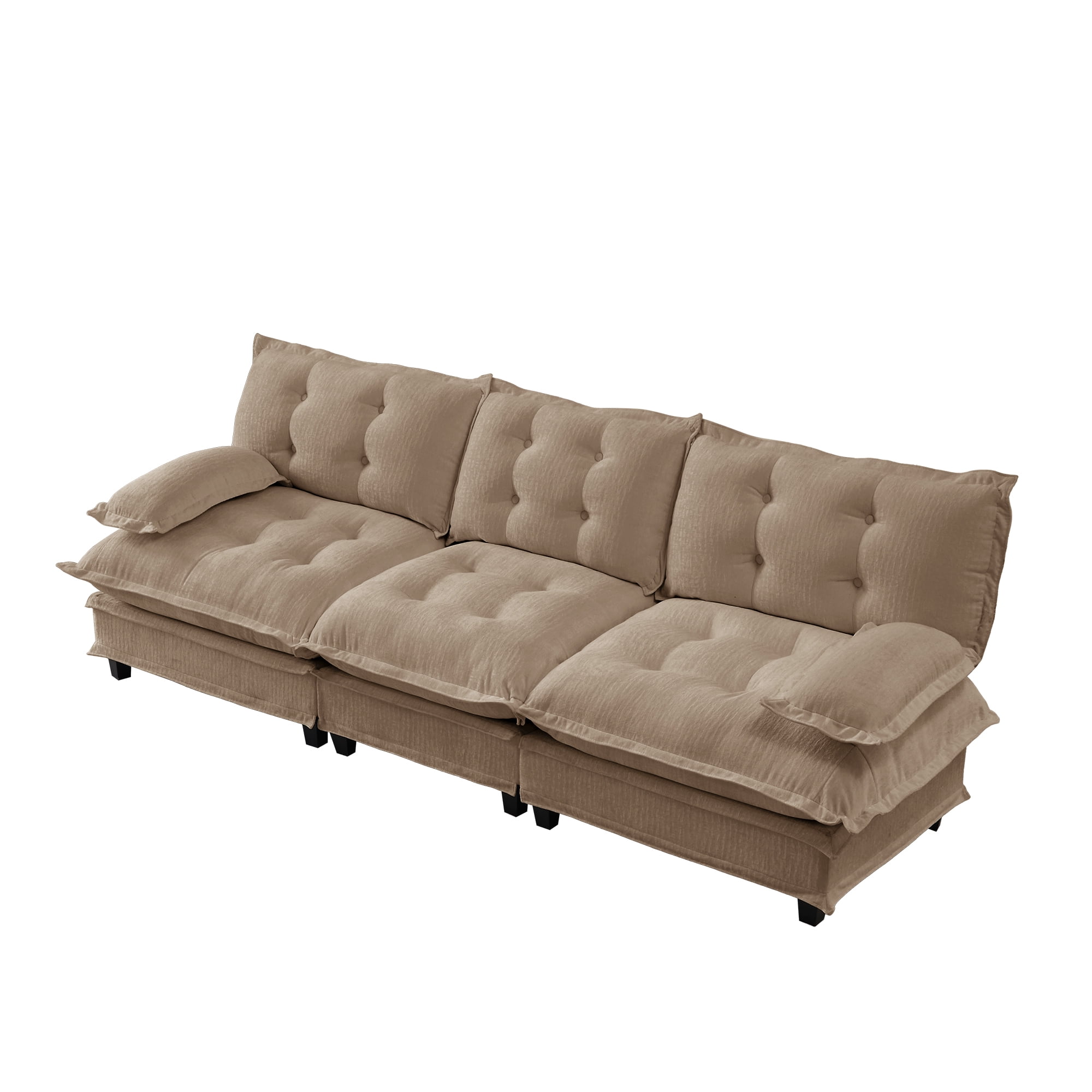 AISWORD 107" 3-Seater Modular Sectional Cloud Sofa, Chenille Fabric Deep Seat Couch with Lattice Decored Cushions