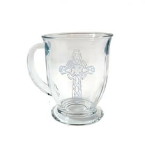 16 oz Celtic Cross Engraved Glass Coffee Mug