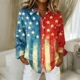 thumbnail image 2 of Domzest 4th Of July Shirts Women 250 Anniversary Usa American Flag Elements Shirts Patriotic Long Sleeve V Neck Butoon Down Shirt Red 2XL, 2 of 5