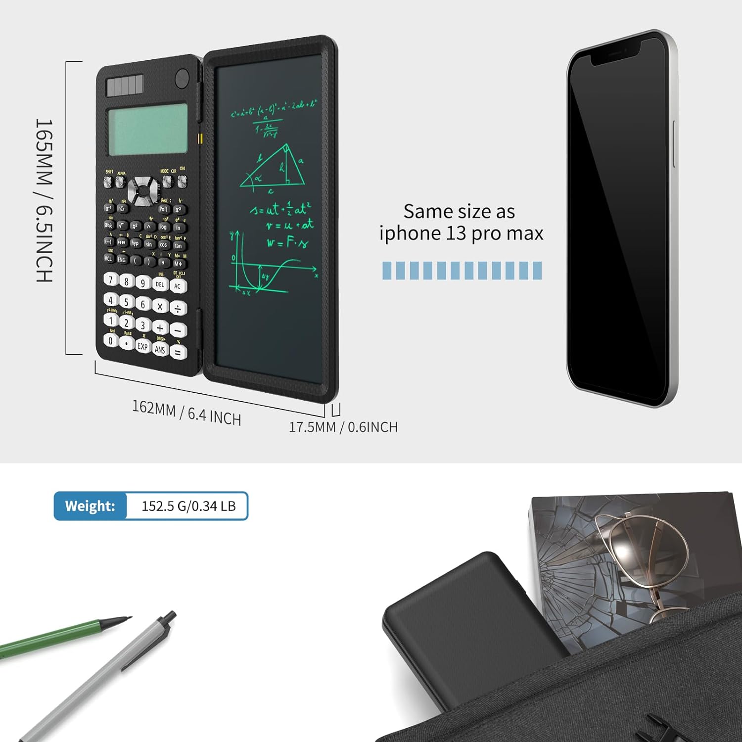 Newyes 82MS Scientific Calculator with Writing Tablet, Black photo 2