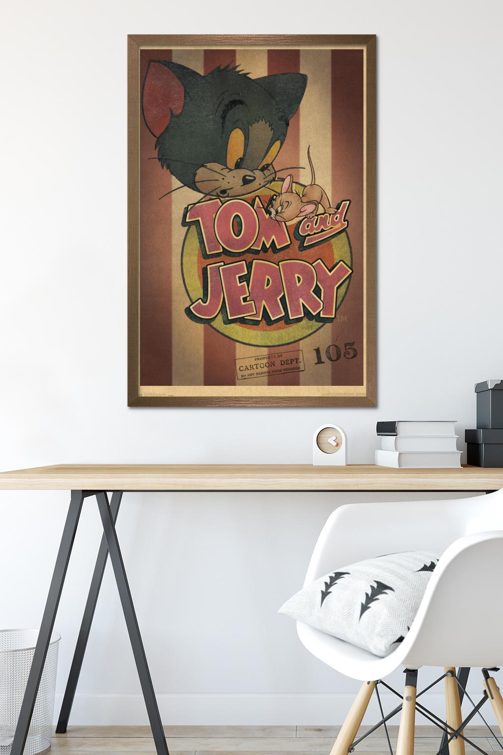 Tom And Jerry - Stripes Wall Poster, 22.375" x 34", Framed
