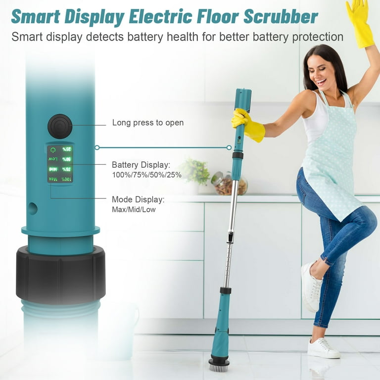 Electric Spin Scrubber with Battery , Cordless Cleaning Brush with Smart  Display, Electric Tile Floor Scrubber with 8 Brushes, Powerful Shower