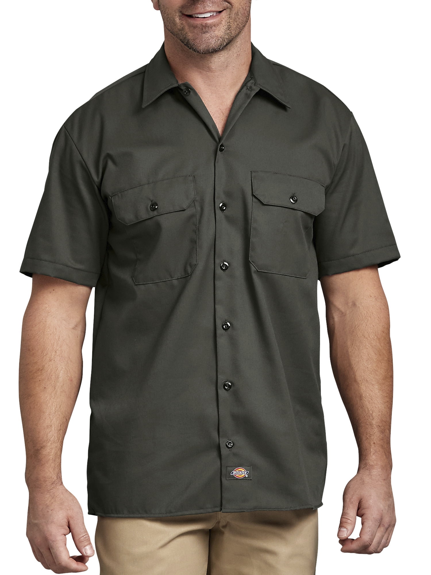 Big Mens Short Sleeve Twill Work Shirt 