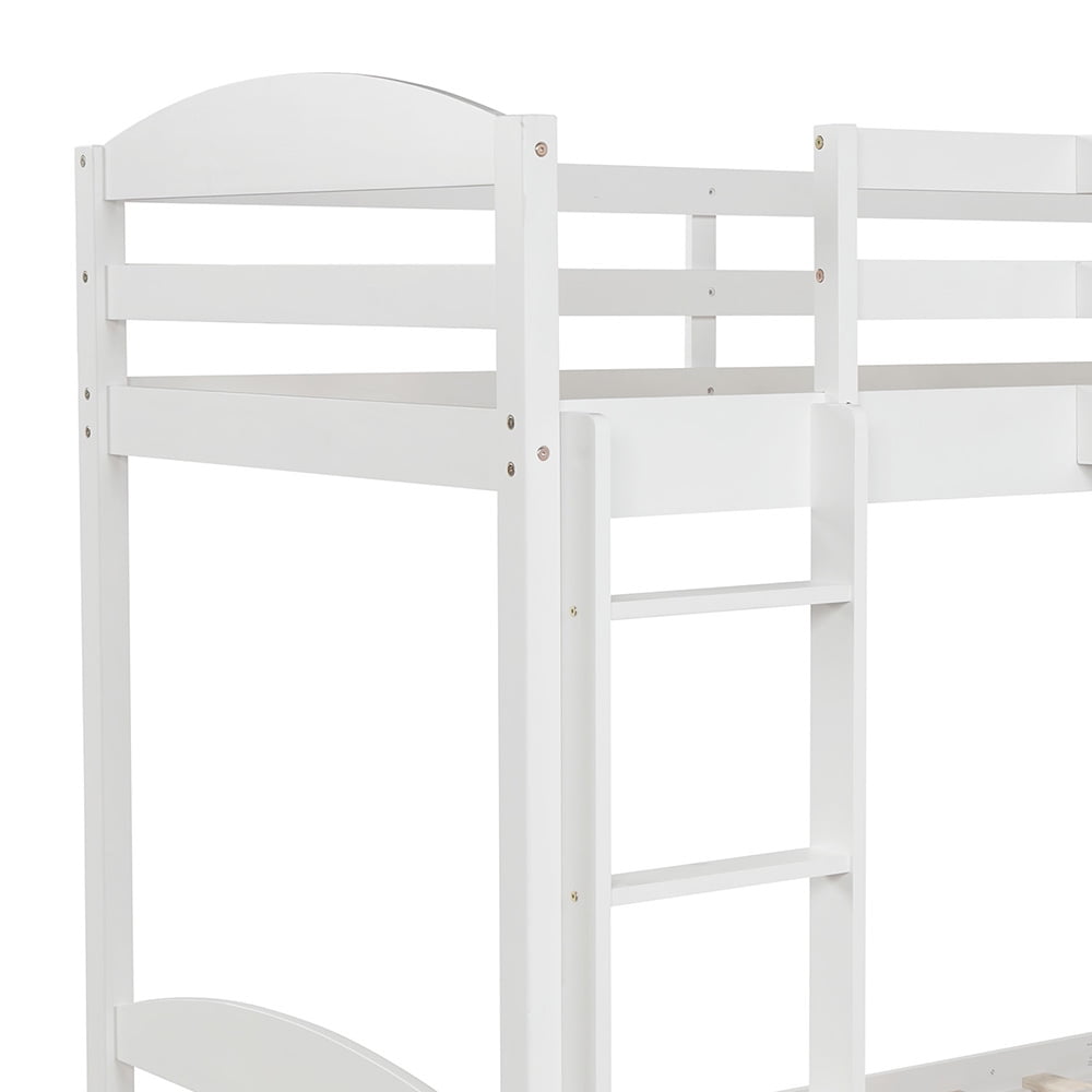 Twin Bunk Beds L-Shaped Bunk Bed and Loft Bed with Ladder and Guard for Teens Bedroom, White