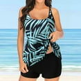 thumbnail image 2 of QLEICOM Womens Swimsuits Tummy Control Plus Size Swimsuit Coverup Conservative Print Strappy Back Set Two Piece Swimsuits Swimdress Black L, 2 of 7