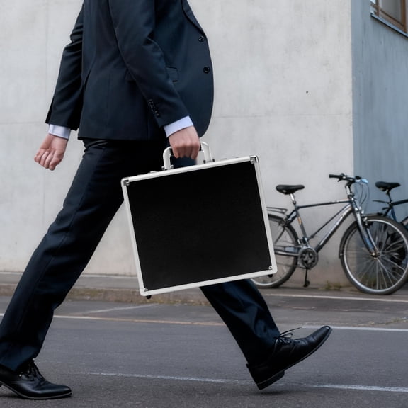 Aluminum Alloy Locking Briefcase Hard Security Briefcase with Dual Combination Locks for Bussiness Men and Women Black