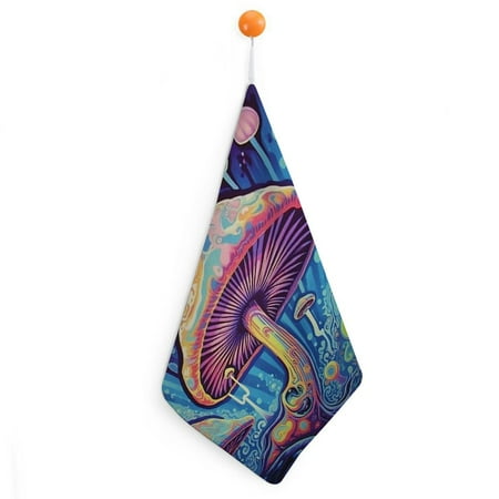 

Autua Mushroom Rainbow Psychedelic Quick Dry Hand Towels 30x30cm - Ultra-Fine Fiber Kitchen Bathroom Gym Accessories 1pcs
