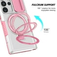 thumbnail image 2 of for Samsung Galaxy S22 Ultra Case with Camera Sliding Cover, [Compatible with MagSafe] with Magnetic Ring Kickstand, Military Grade Heavy Duty Protection Phone Case for Galaxy S22 Ultra, Pink + White, 2 of 10