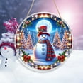 thumbnail image 4 of Christmas Door Sign Hanging Decoration – Snowman Scene PVC Holiday Pendant with Rope – Indoor Outdoor Wall Decor for Home, Party, Office, Front Door – 7.87" Clear Round Ornament, 4 of 6