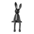 thumbnail image 4 of Figura de conejo sentado, estatua, escultura, adorno, expositor, creación de cerámica sencilla y divertida, adecuada para estantería de oficina, decor Negro, 4 of 8