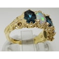 thumbnail image 4 of LBG British Made 9k Yellow Gold Natural London Blue Topaz & Opal Womens Eternity Ring - 33 size options - Size 5.75, 4 of 8