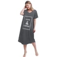 thumbnail image 2 of FEREMO Plus Size Nightgowns for Women V Neck Short Sleeve Nightshirts Sleepwear(DarkGray,2X), 2 of 5