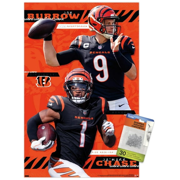 NFL Cincinnati Bengals - Dynamic Duo 21 Wall Poster with Pushpins, 14.725" x 22.375"