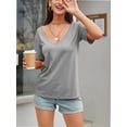 thumbnail image 5 of Women Large V-Neck Short Sleeve Bottoming Shirt, 5 of 6