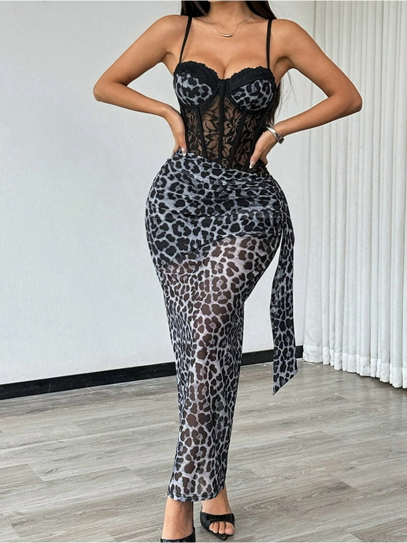 leopard print dress off shoulder Corsety Off Shoulder Pencil Shapewear Dress - Symmetric Leopard