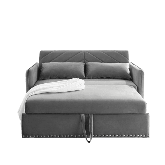 Modern Velvet Pull Out Sleeper Sofa Bed, Small Convertible Loveseat Couch with Pillows for Living Room Bedroom Apartment