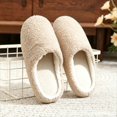 thumbnail image 5 of Risckoth Women's Closed Toe Slippers Plush Fleece Round Head Cozy Indoor Shoes, Khaki, 5 of 5