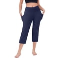 thumbnail image 2 of Cropped Yoga Pants Womens Plus Size Capri Flare Leggings Lightweight Summer Workout Pants for Summer Navy XL, 2 of 4