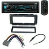 Kenwood Aftermarket Car Radio Receiver Stereo CD Player Dash Install Mounting Kit + Dash Mounting Install KIt + Stereo Wire Harness+ Radio Antenna For Select Chrysler Dodge Jeep Vehicles