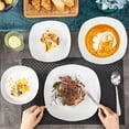 thumbnail image 4 of Dinnerware Sets, 24 Piece Porcelain Square Dishes, White with Silver Rim Plates and Bowls Sets, Ceramic Dish Set for 6, Chip Resistant Dishware Sets, Series, 4 of 4