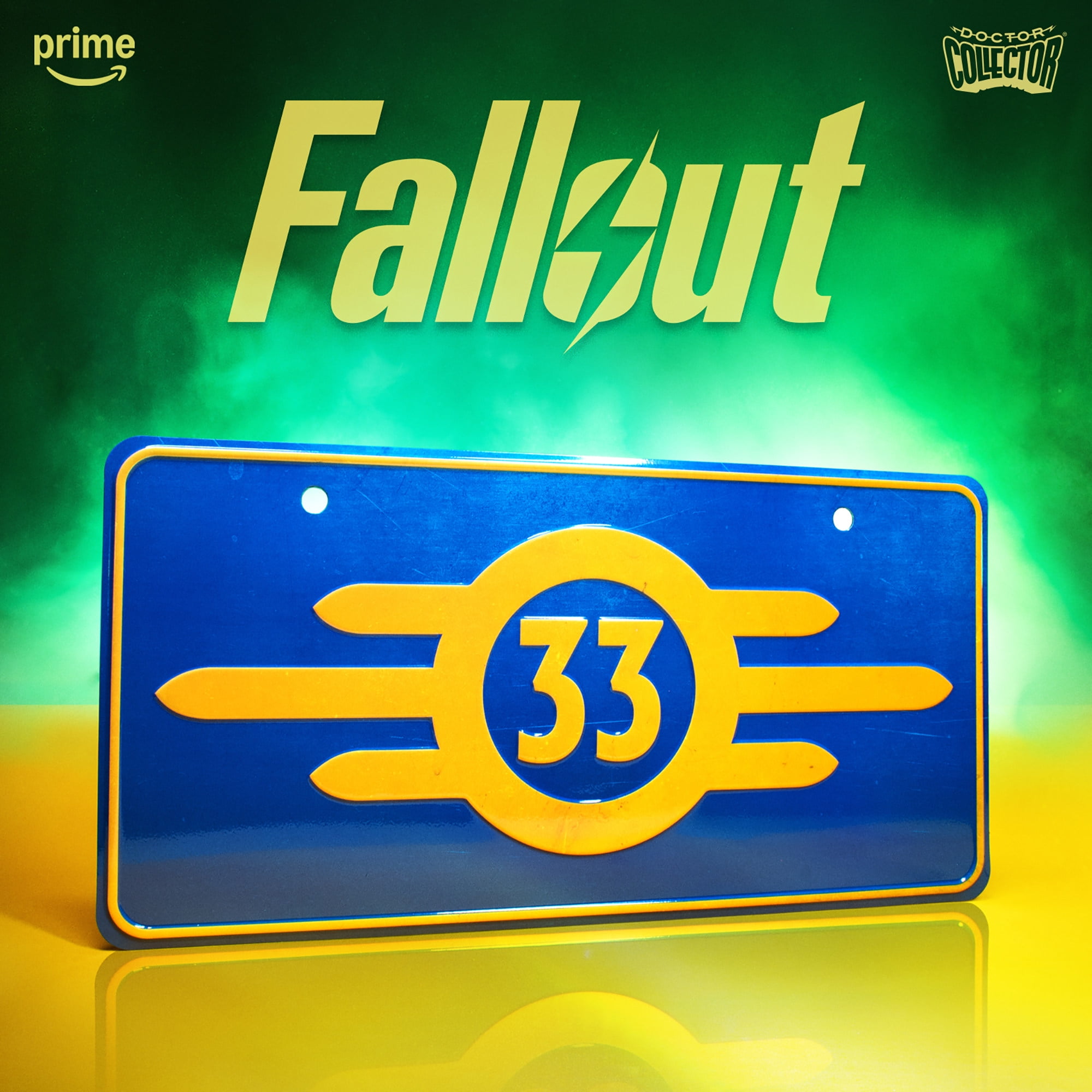 Doctor Collector: Fallout: License Plate - Vault 33 - Officially Licensed Based On The Hit Series, Collectible Memorabilia Decor, 13.19 x 6.3"