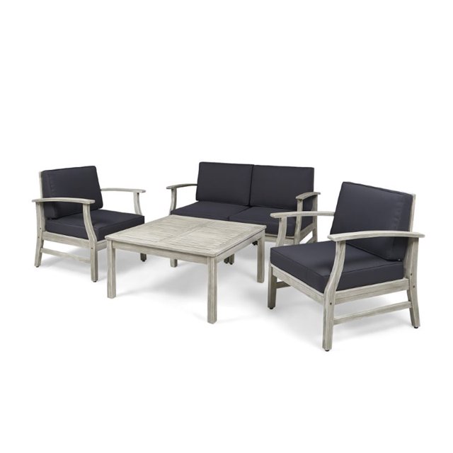Noble House Perla Ensemble de Conversation Extérieur en Bois d'Acacia 5 Pcs Gris