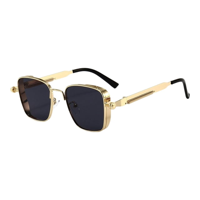 Gafas de sol cuadradas de diseño retro para actividades al aire libre, regalos de cumpleaños Oro con lente gris