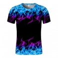 thumbnail image 4 of Men Short Sleeve Flame Printing Round Neck Pullover T Shirt Blouse, 4 of 8