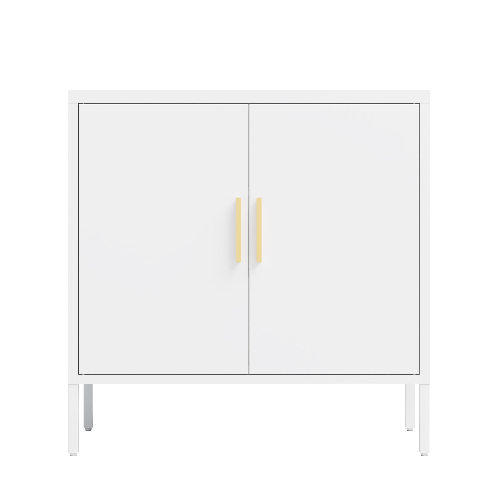GUTALOR Metal Storage Cabinet with 2 Doors and 2 Adjustable Shelves, Steel Lockable Garage Storage Cabinet, Metal File Cabinet for Home Office School Gym, White